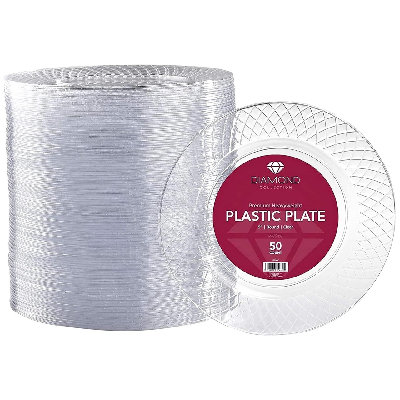 Clear Plastic Disposable Plates, 50 Pcs of 9 Inch Heavy Duty Dinnerware